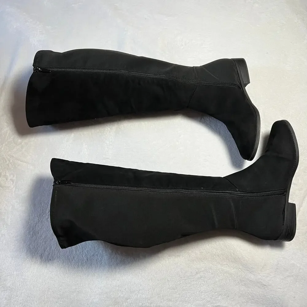 Lane Bryant OTK Suede Flat Boots Size 8W Over the Knee Wide Calf Preppy Classic